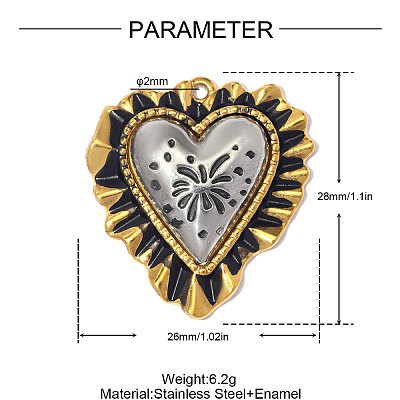 304 Stainless Steel with Enamel Pendants SA-OY003-44G-02-1