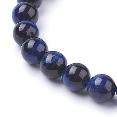 Natural Blue Tiger Eye Beads Strands G-G099-8mm-13-1