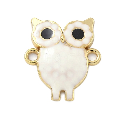 Rack Plating Brass Enamel Owl Connector Charms KK-A234-027G-1