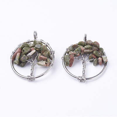 Natural Unakite Pendants G-E419-23P-1
