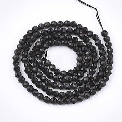 Natural Black Obsidian Beads Strands G-T108-41-1