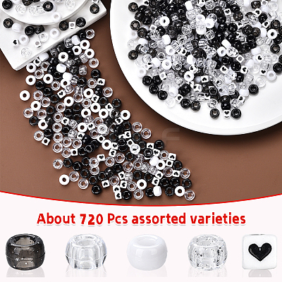 720Pcs 6 Styles Opaque Plastic Beads KY-YW0001-82-1