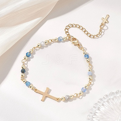 304 Stainless Steel Tiny Cross Link Bracelets BJEW-JB13244-01-1