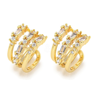 Brass Micro Pave Cubic Zirconia Cuff Earrings EJEW-C104-103G-1