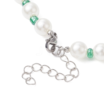 Fruit Polymer Clay & Glass Seed & Acrylic Pearl Beaded Necklace NJEW-JN04582-02-1