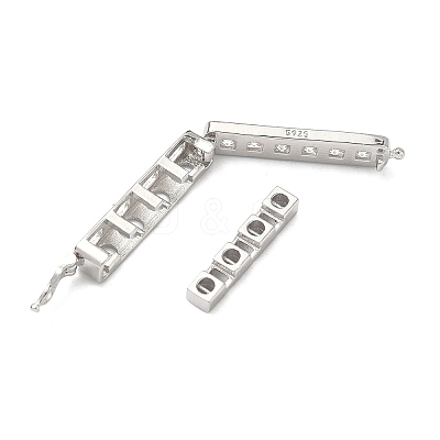 925 Sterling Silver Cubic Zirconia Twister Clasps STER-WH0007-28A-P-1