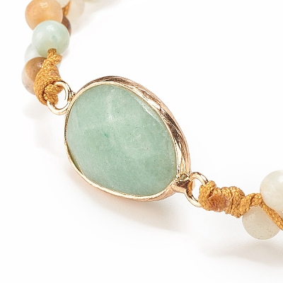 Teardrop Gemstone Braided Bead Bracelet BJEW-JB08116-1