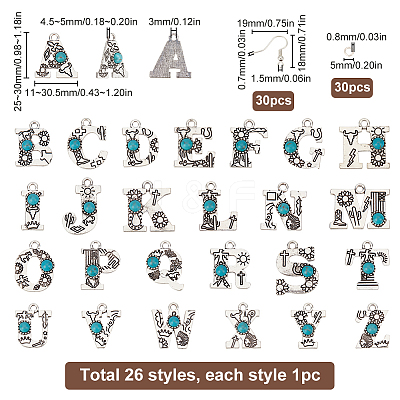DIY Initial Alphabet Alloy Dangle Earrings Making Kit DIY-SC0024-99-1