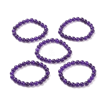 Natural Jade Beaded Stretch Bracelet BJEW-P213-04-8mm-1