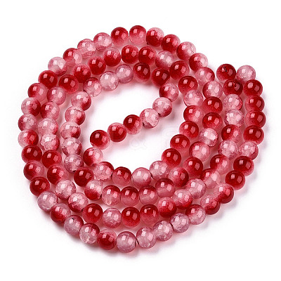 Crackle Baking Paint Imitation Jade Glass Beads Strands DGLA-T003-8mm-11-1