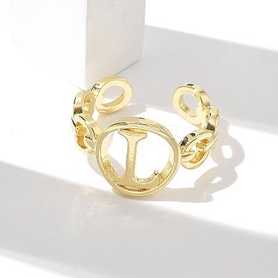 Brass Open Cuff Rings for Women RJEW-K289-01G-L-1