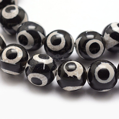 Tibetan Style 3-Eye dZi Beads G-K166-01-10mm-L2-01-1