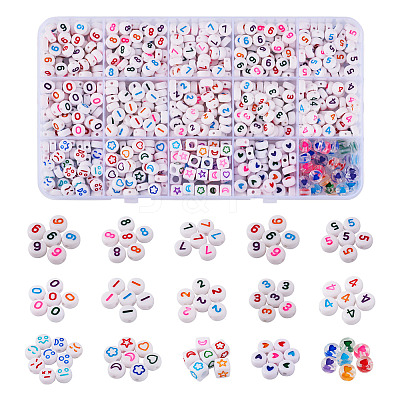 15 Styles Opaque Acrylic Beads MACR-TA0001-64-1
