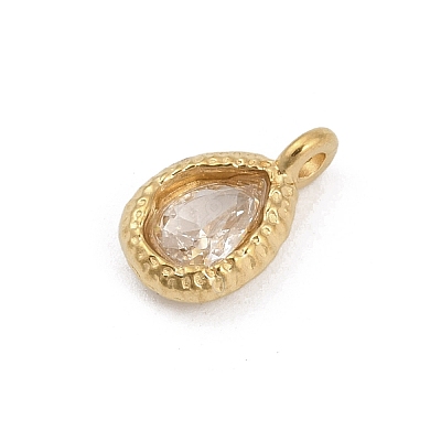 304 Stainless Steel Glass Charms STAS-D366-03G-1