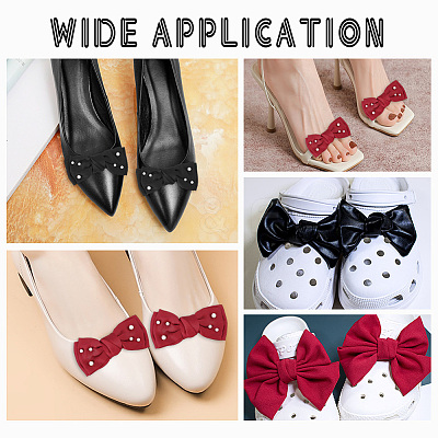 4Pcs 2 Colors Polyester Bowknot Shoe Decorations FIND-PH0010-26-1