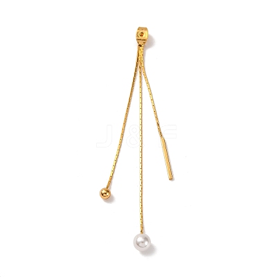 Brass with ABS Plastic Imitation Pearl Charm Ear Nuts KK-G510-11G-1