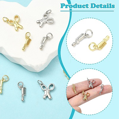 8Pcs 4 Styles Brass Pendants KK-CJ0004-13-1