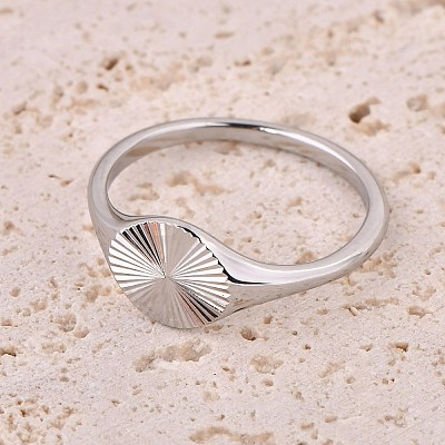 Flat Round 304 Stainless Steel Finger Rings FS-WG268FC-06-1