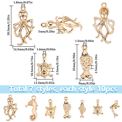 7 Styles Light Gold Marine animal Alloy Pendants FIND-SC0012-79-1