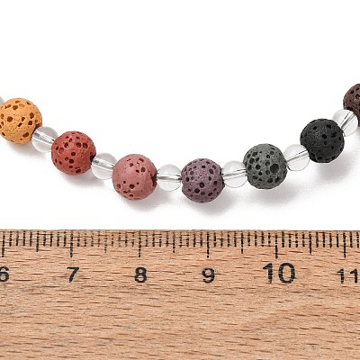 Chakra Natural Lava Rock Round Beaded Necklaces GG-CBA922D-05B-1