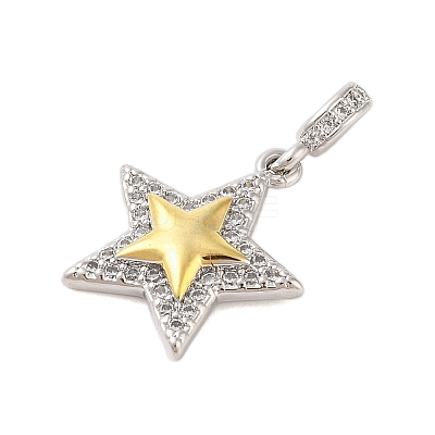 Rack Plating Brass Micro Pave Clear Cubic Zirconia Pendants KK-S380-37E-P-1