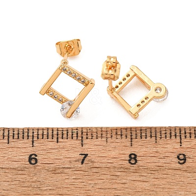 Brass Micro Pave Cubic Zirconia Stud Earrings KK-CBACC01-04G-1