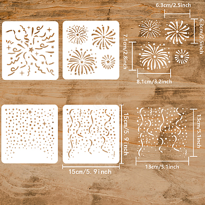 4Pcs 4 Styles PET Hollow Out Drawing Painting Stencils DIY-WH0394-0152-1