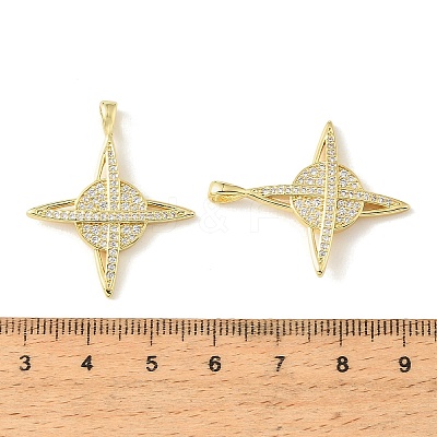 Brass Micro Pave Clear Cubic Zirconia Pendants CU-CBA9CBD-03G-1