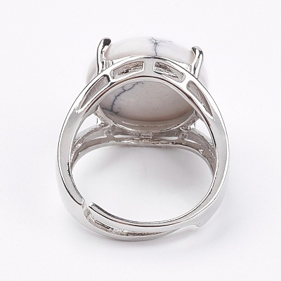 Adjustable Natural Howlite Finger Rings RJEW-F075-01Q-1