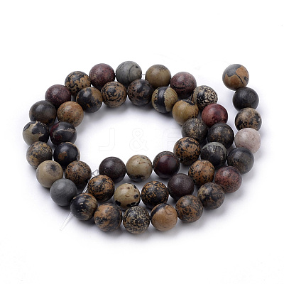 Natural Dendritic Jasper Beads Strands G-S259-10-8mm-1