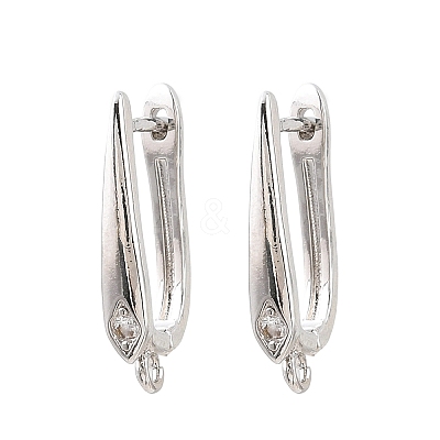Brass Micro Pave Cubic Zirconia Hoop Earring Findings CU-CBAB5B4-03P-1