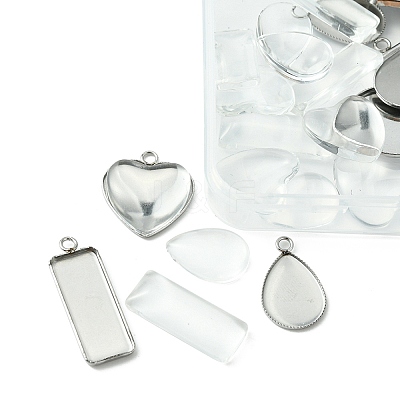15Pcs 3 Styles 304 Stainless Steel Pendant Cabochon Settings STAS-FS0001-41-1