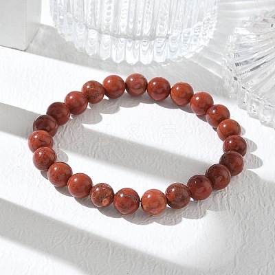 Natural Red Jasper Round Beaded Stretch Bracelets GG-CBA12F1-02A-02-1