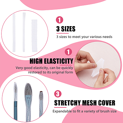 90Pcs 3 Style PE Makeup Brush Protector Reusable Expandable Mesh Cover AJEW-FH0003-18A-1