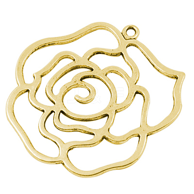Tibetan Style Rose Flower Alloy Big Pendants X-GLF10553Y-NF-1