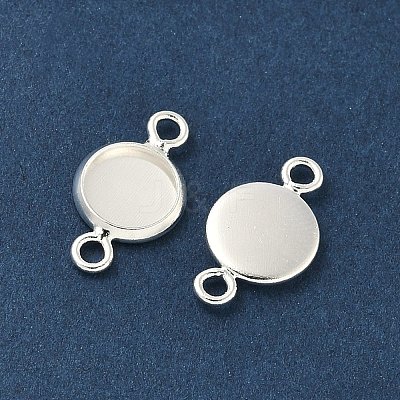 Flat Round Brass Connector Cabochon Settings KK-K414-13G-S-1