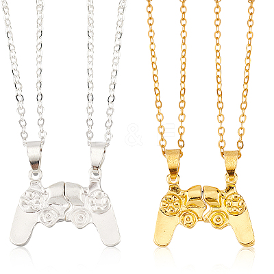 4Pcs 2 Colors Alloy Game Controller Magnetic Matching Pendant Necklaces Set NJEW-AN0001-29-1