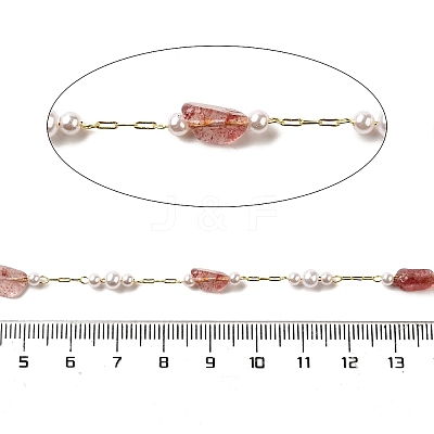 Handmade Natural Strawberry Quartz Nuggets Beaded Chains CHC-F020-03G-03-1