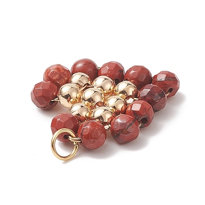 Natural Red Jasper Copper Wire Wrapped Pendants PALLOY-JF02037-04-1