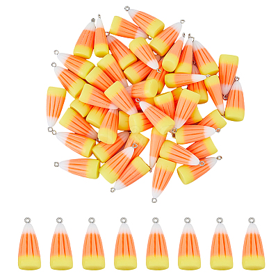 50Pcs Candy Corn Halloween Acrylic Pendants SACR-DC0001-11-1