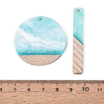 12Pcs 6 Styles Opaque Resin & Ash Wood Pendants RESI-N053-12-1