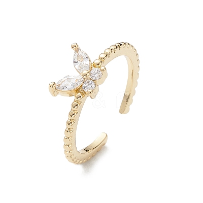 Butterfly Clear Cubic Zirconia Cuff Ring RJEW-M146-12G-1