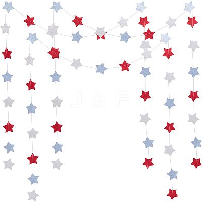 5Pcs Star Paper Flag Banners DIY-SP0003-82C-1