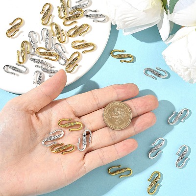 30Pcs 2 Colors Tibetan Style Alloy S-Hook Clasps TIBE-YW0001-96-1