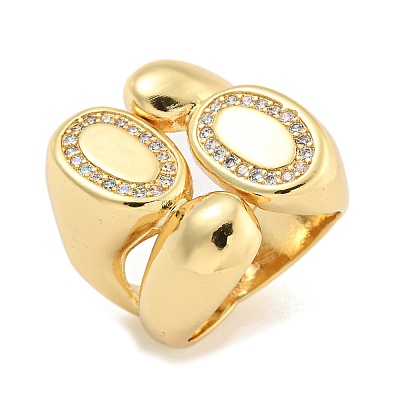 Brass Clear Cubic Zirconia Adjustable Rings RJEW-L121-022G-1