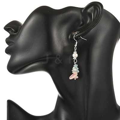 Natural Morganite & Larimar Chips Beads & Natural Spiral Shell Necklaces & Dangle Earring & Bracelets Sets SJEW-JS01387-1