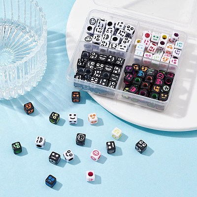 160Pcs 4 Styles Craft Acrylic Beads MACR-YW0002-74-1