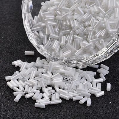Transparent Colours Pearl Luster Plated Round Hole Glass Bugle Beads SEED-I001-121-1