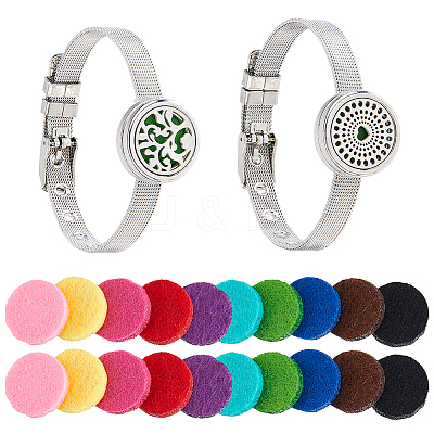 2Pcs 2 Styles Adjustable 316L Surgical Stainless Steel Watch Band Bracelets BJEW-HS0001-05B-1