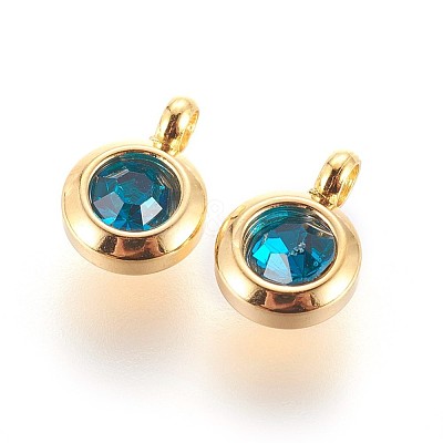 304 Stainless Steel Rhinestone Charms STAS-P237-10G-14-1